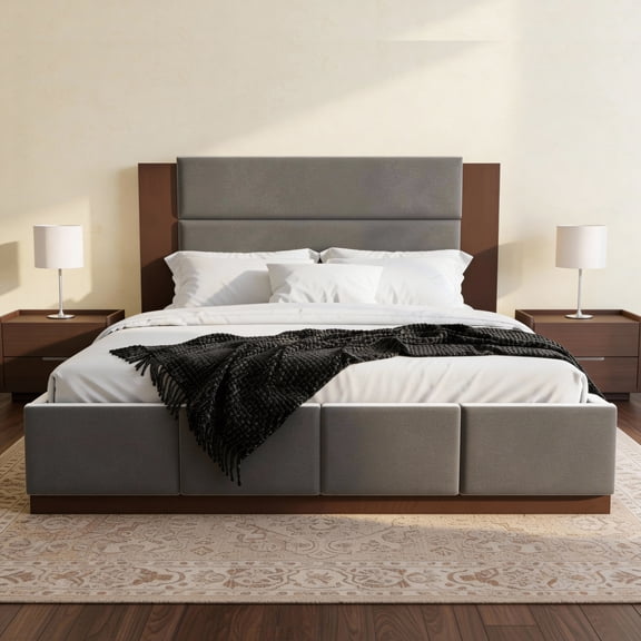 Newest Queen Size Platform Bed, Solid Wood Frame with Support Slats and ...