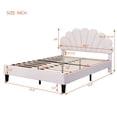 thumbnail image 1 of Upholstered Platform Bed with Flower Pattern Velvet Headboard Beige - Full, 1 of 5