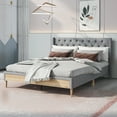 thumbnail image 1 of Upholstered Platform Bed with Rubber Wood Legs,No Box Spring Needed, Linen Fabric,Queen Size-Gray, 1 of 9
