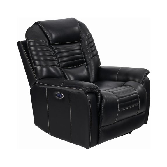 Upholstered Power^3 Recliner with Power Headrest Black