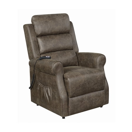 Upholstered Power Lift Recliner Brown