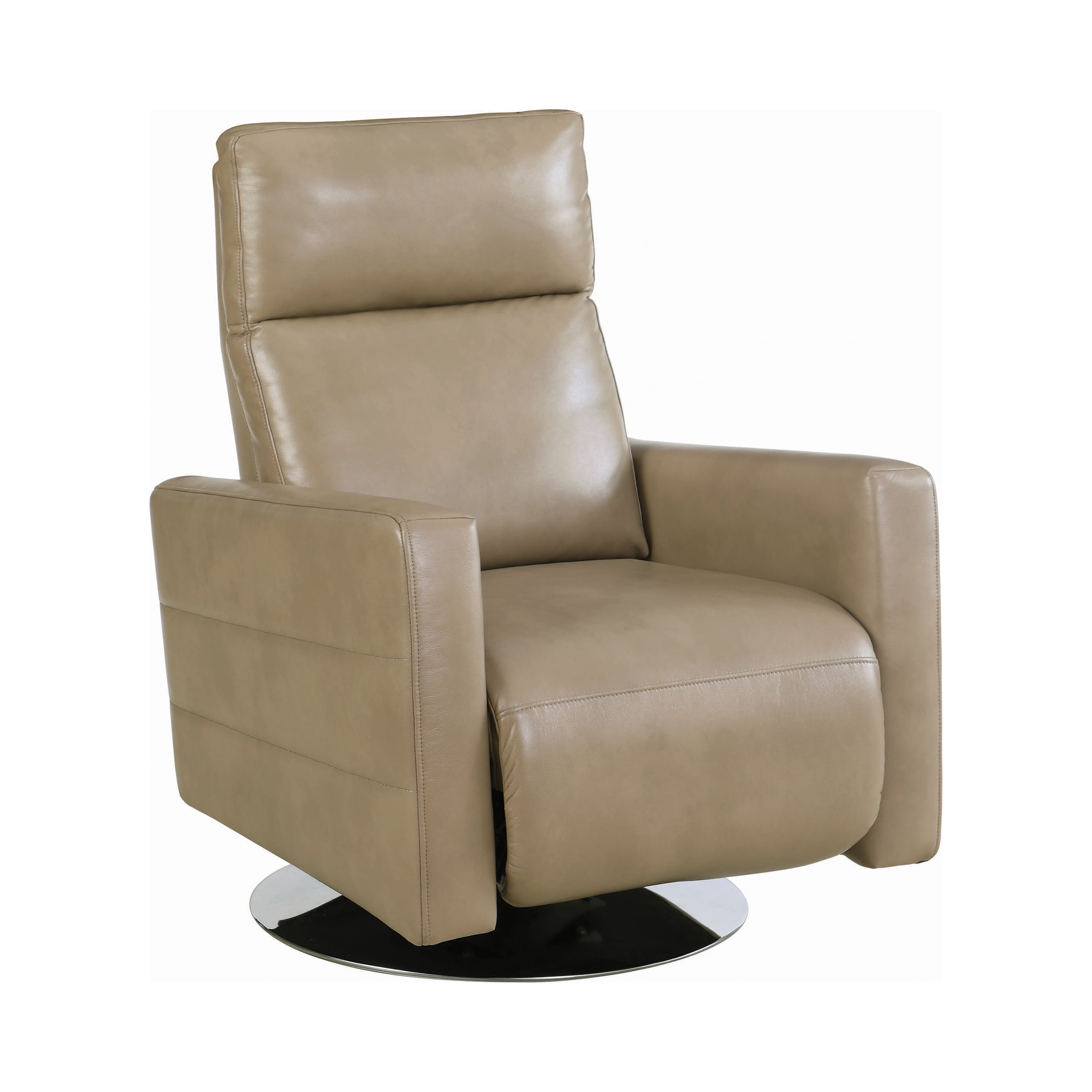 Upholstered Push Back Swivel Recliner Taupe