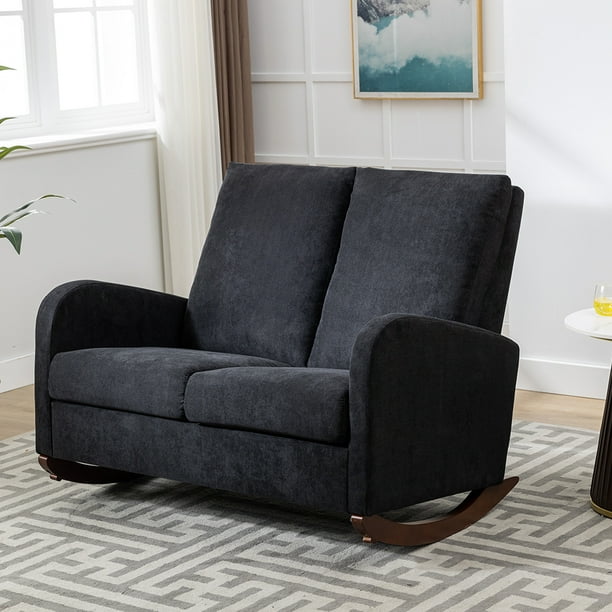 Upholstered Rocking Chair Mid Century Modern Glider Rocker For Nursery Solid Wood Frame Oversized Wingback Armchair For Bedroom Balcony Home Office Walmart Business Supplies