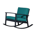 thumbnail image 1 of Rocking Chair with Solid Wood Legs, Modern Comfy Upholstered Rocker with Armrest and Cushions, Lounge Rocker Chair for Indoor, Outdoor, Garden, Backyard, Porch, Dark Green Cushions, 1 of 5