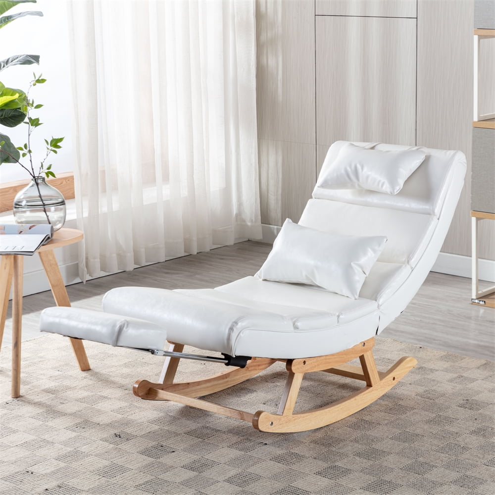 Upholstered Rocking Chair with Pull Out Footrest, Nursery Rocking