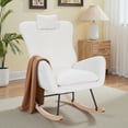thumbnail image 1 of Upholstered Rocking Chair, Teddy Fabric Glider Rocker with High Backrest,Modern Rocking Accent Chair for Living Room, Nursery, Bedroom, White, 1 of 8