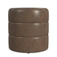 thumbnail image 1 of Upholstered Round Ottoman Brown Faux Leather, 1 of 8