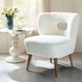 thumbnail image 1 of Upholstered Sherpa Barrel Accent Chair White Cutout Back Armless Wooden Legs Home Bedroom Living Room Office Adult Ivory, 1 of 7