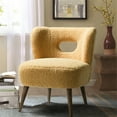 thumbnail image 1 of Upholstered Sherpa Barrel Accent Chair White Cutout Back Armless Wooden Legs Home Bedroom Living Room Office Adult Mustard, 1 of 8