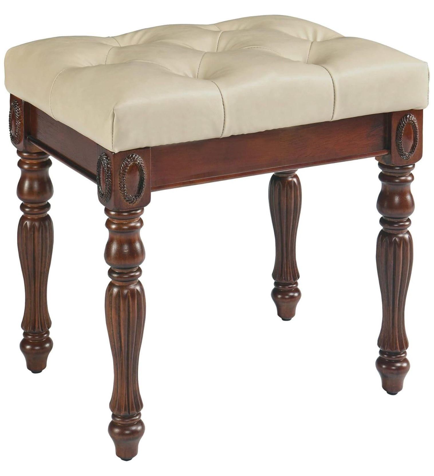 Bench Button Upholstered Shoe Bench, Traditional Victorian Entryway Bench, Button ...