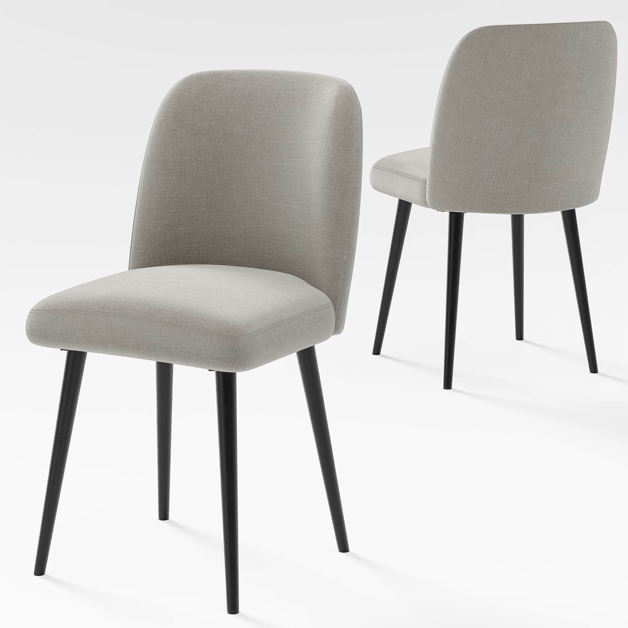 Upholstered Side Chairs Dining Chairs Modern Dining Living Room Kitchen Chairs, Gray with Black Leg (Set of 2)