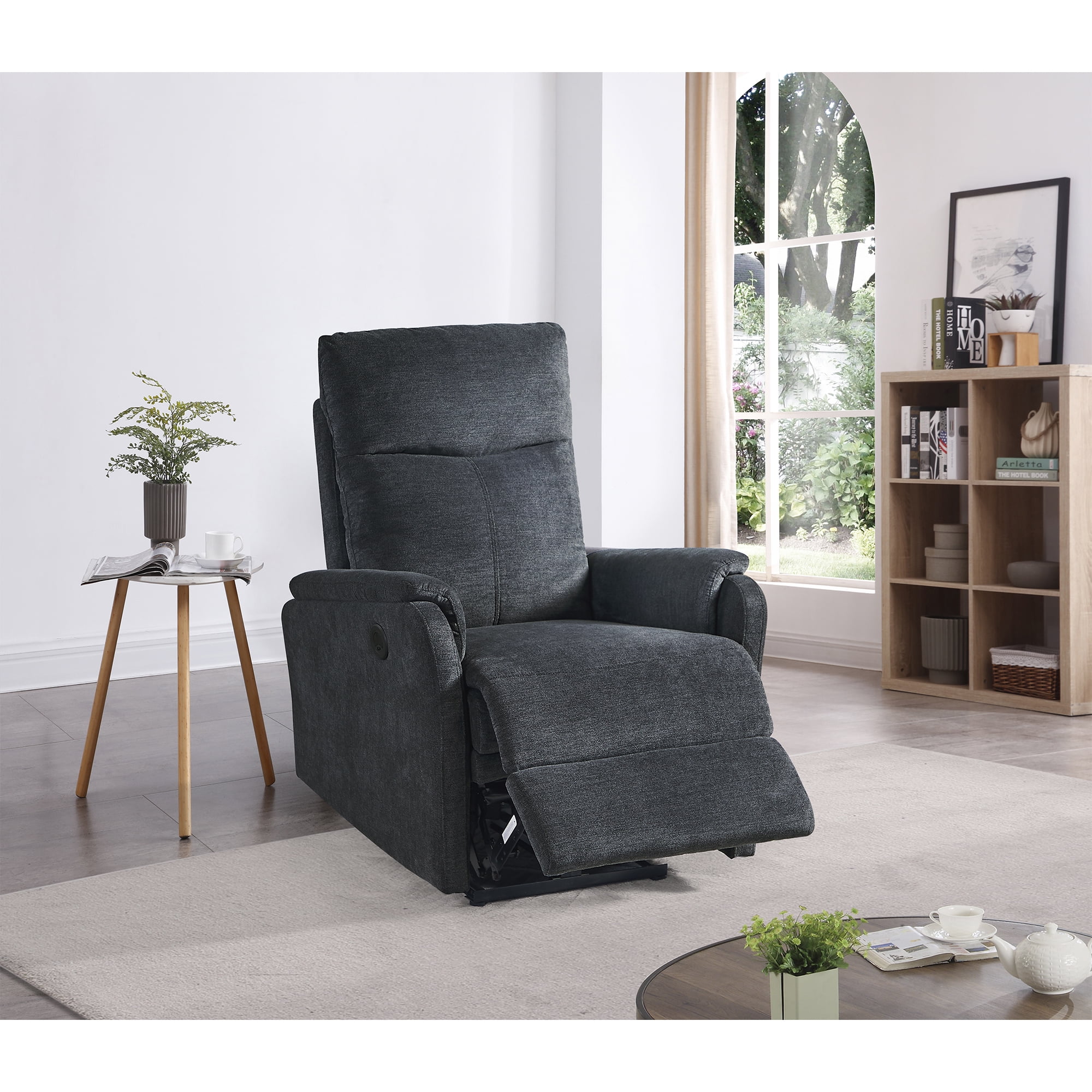 Upholstered Single Sofa Chair Recliner Chair with Adjustable Backrest and USB Charge Port Wingback Armchair Recliner Chair for Living Room Bedroom Easy Control Dark Brown Walmart