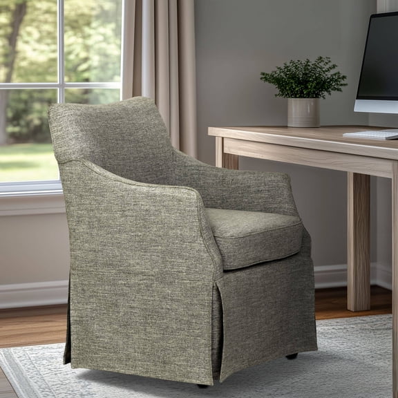 Upholstered Skirted Dining Arm Chair with Hidden C s Grey