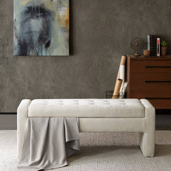 Upholstered Soft Close Bench with Interior Compartment / Seating for Bedroom or Doorway