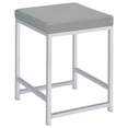 thumbnail image 1 of Umbridge Upholstered Square Padded Cushion Vanity Stool Light Grey and Chrome, 1 of 5