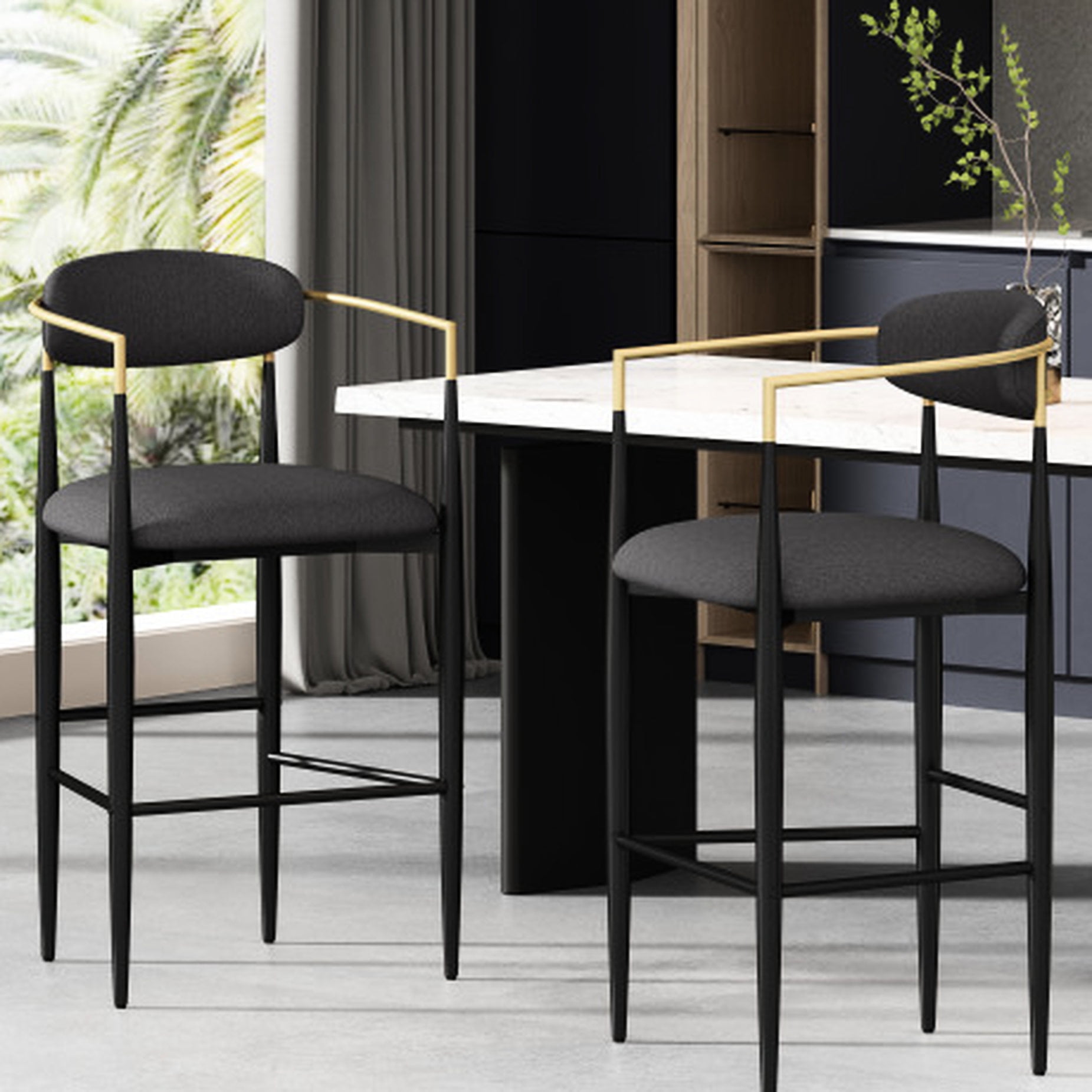 Upholstered Stools Set of 2 | Comfortable Seating in Home Bar Area ...