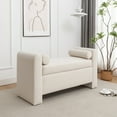 thumbnail image 1 of Upholstered Storage Bench with Roll Pillows, 2 Sizes (57" / 46") & Multiple Colors/Fabrics, Entryway Bench with Lift-Top Storage for Bedroom, Living Room, Hallway, 1 of 10