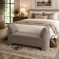 thumbnail image 1 of Usaint Upholstered Storage Bench, Padded Armrest Bedroom Bench for Bedroom, Entryway, Living Room, Brown, 1 of 9