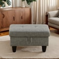 thumbnail image 1 of Grey Linen Storage Ottoman for Living Room Sofa, 1 of 8