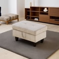 thumbnail image 1 of Grey White Corduroy Storage Ottoman for Living Room Sofa, 1 of 7