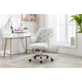 thumbnail image 1 of Upholstered Swivel Chair, Modern Design Accent Arm Chair, Velvet Desk Chair Leisure Arm Chair Adjustable Swivel Task Stool for Living Room/Bedroom/Office (Off-White), 1 of 8