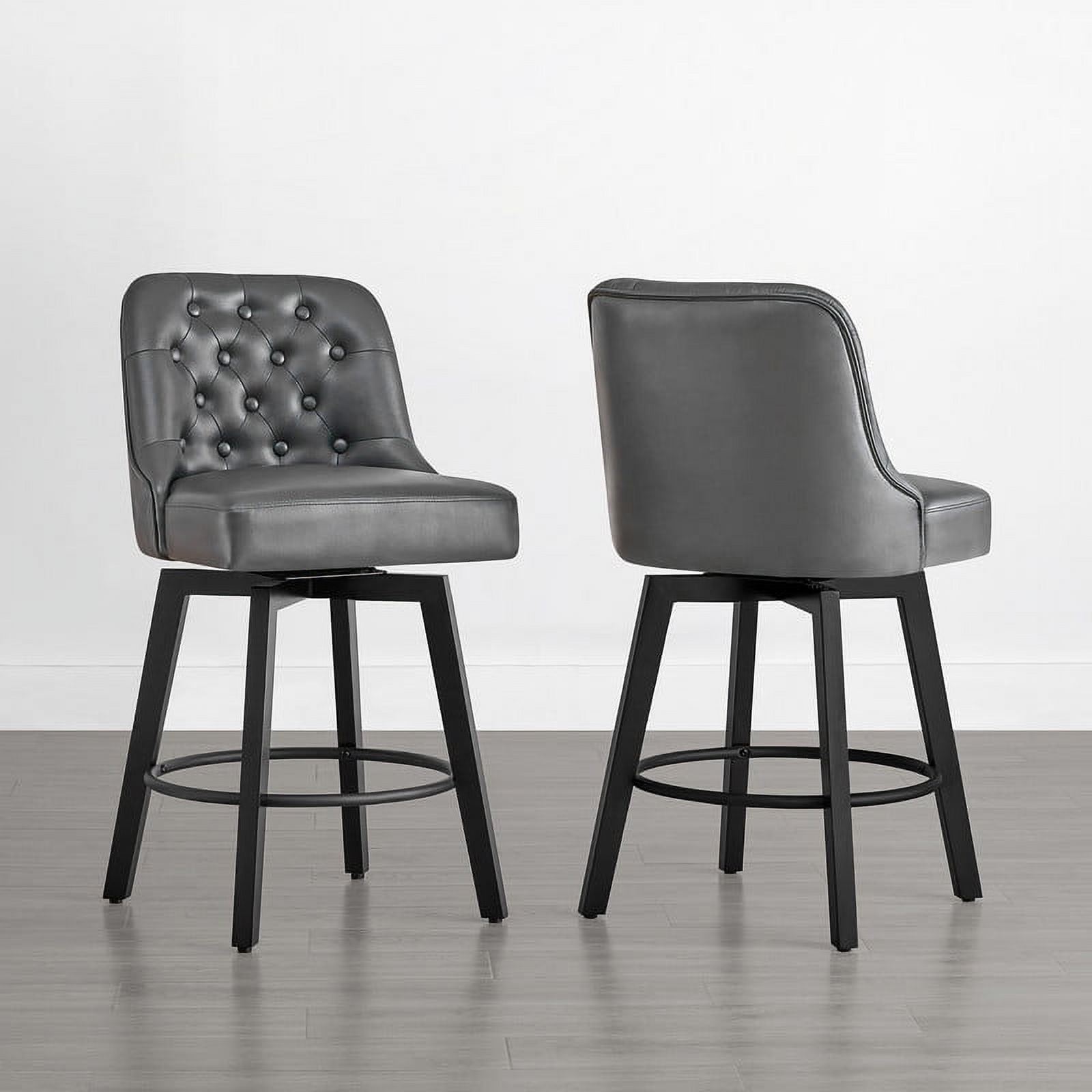 Stone Gray Faux Leather Swivel Counter Stools, Set of 2