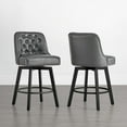 thumbnail image 1 of CHITA Upholstered Swivel Counter Bar Stool with Tufted Back Set of 2,Faux Leather in Dark Grey, 1 of 13