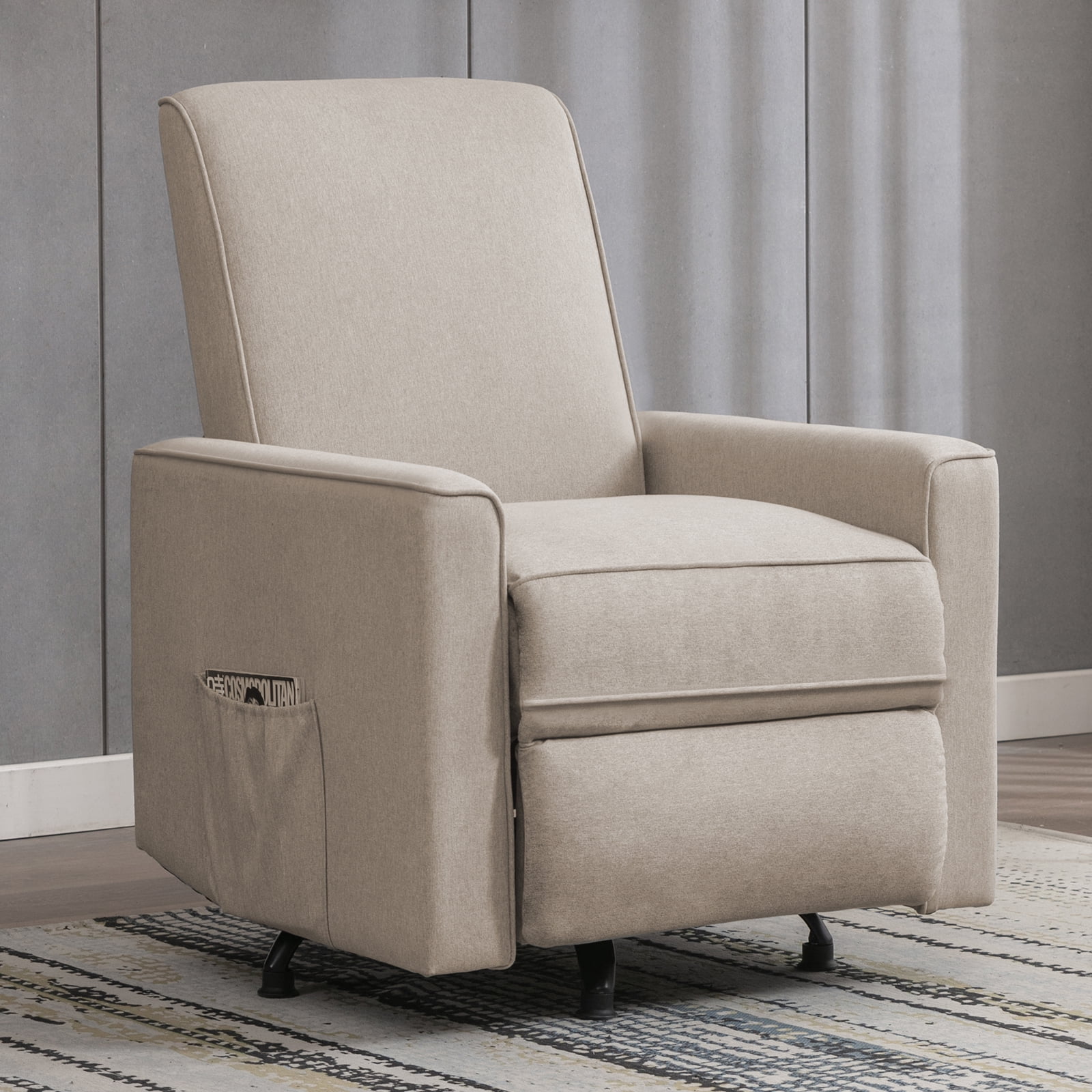 Upholstered Swivel Rocking Glider Recliner Chair, Nursery Rocker Chair ...