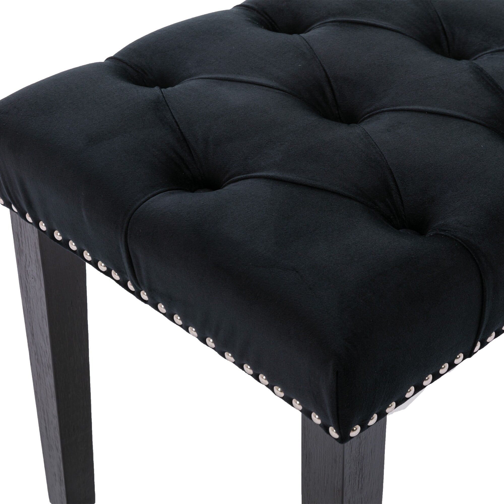 Upholstered Tufted Bench Ottoman Velvet Bedroom Bench Black - Walmart.com