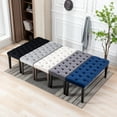 thumbnail image 1 of Upholstered Tufted Bench With Rubber Wooden Legs 45.28" L Velvet Footrest Stool For Living Room Dining Room Bedroom Entryway, 1 of 9