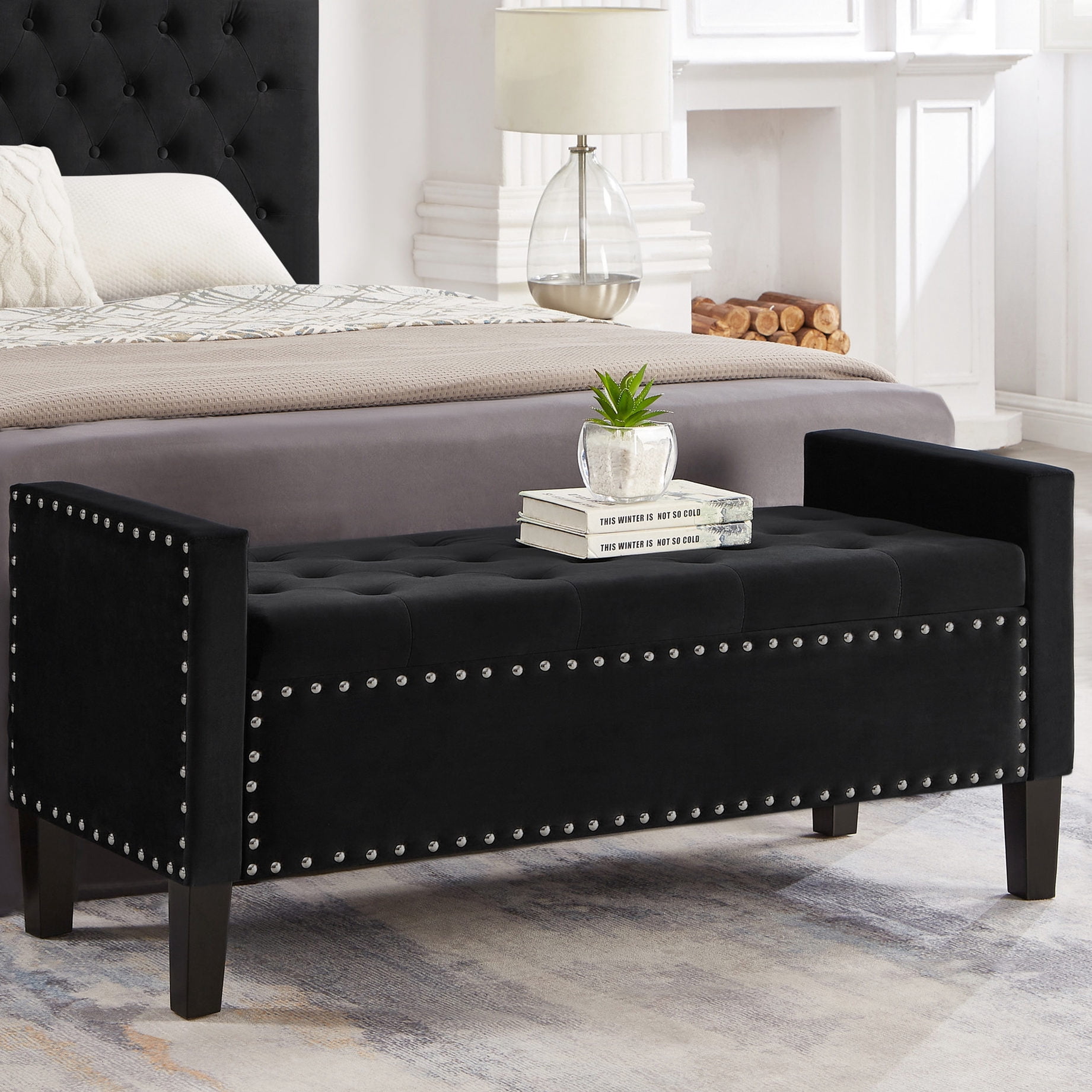 Button Down Bench Upholstered Tufted Button Bench with Storage | Adds Sophistication to ...