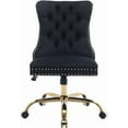 thumbnail image 1 of Upholstered Tufted Office Chair with Golden Metal Base, Adjustable Desk Chair Swivel Office Chair Armless Office Chair for Bedroom Livingroom Game Study Makeup Chair, 1 of 8
