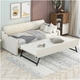 thumbnail image 1 of Upholstered Twin Daybed with Trundle, USB Charger, Solid Wood Frame, Convertible Guest Bed for Small Spaces, Apartment, Dorm, 1 of 10