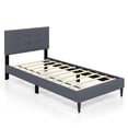 thumbnail image 1 of Upholstered Twin Platform Bed Mattress Foundation Button Tufted Headboard Gray, 1 of 9