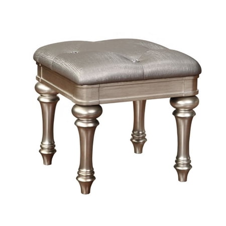 Upholstered Vanity Stool Metallic Platinum