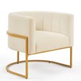 thumbnail image 1 of Upholstered Velvet Accent Chair with Golden Metal Stand,Mid-Century Living Room Leisure Chair with Curve Backrest, 1 of 6