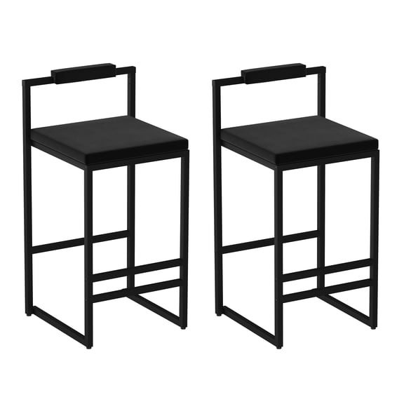 Upholstered Velvet Bar Stools Set of 2 Modern Kitchen Counter Height Barstools Indoor Dining Chairs