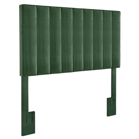 Upholstered Velvet Channel Headboard in Emerald (King/CalK:78.74in.Wx4.33in.Dx59.45in.H(59.54lbs.))