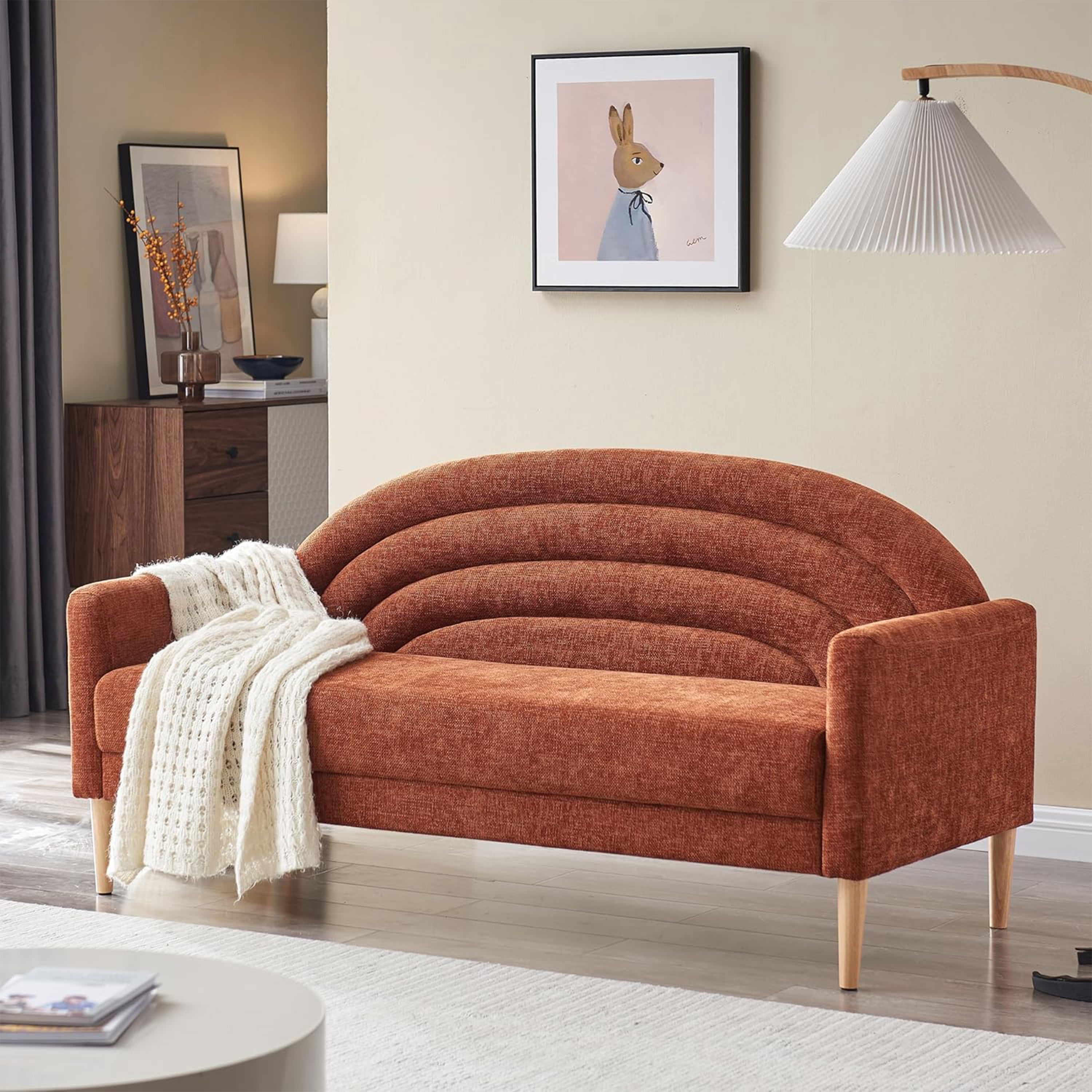 Upholstered Vibrant Rainbow Design, Premium Loveseat, Three-Seater Sofa, and Armchair for Stylish Living Space
