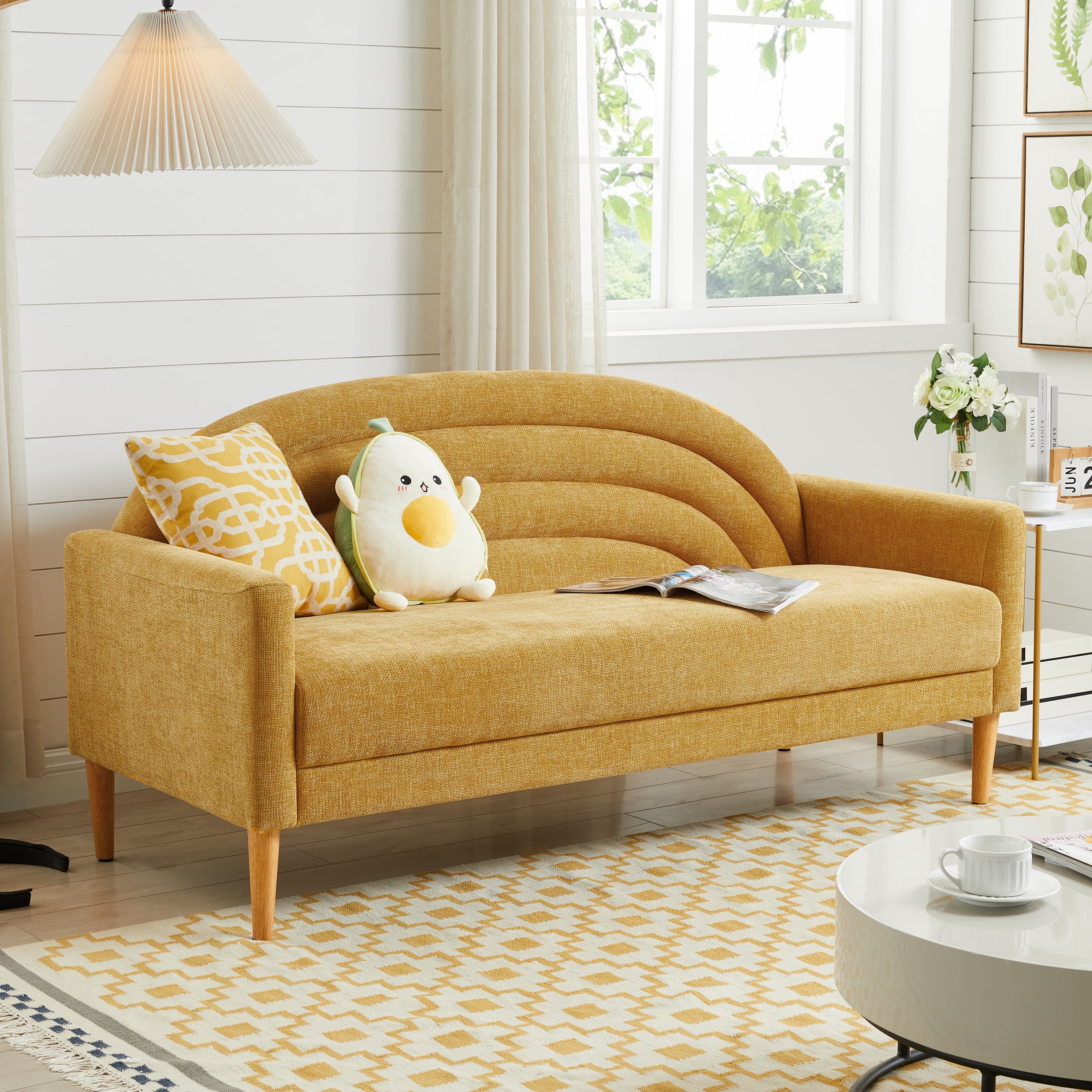 Upholstered Vibrant Rainbow Design Premium Loveseat Three Seater Sofa and Armchair for Stylish Living Space
