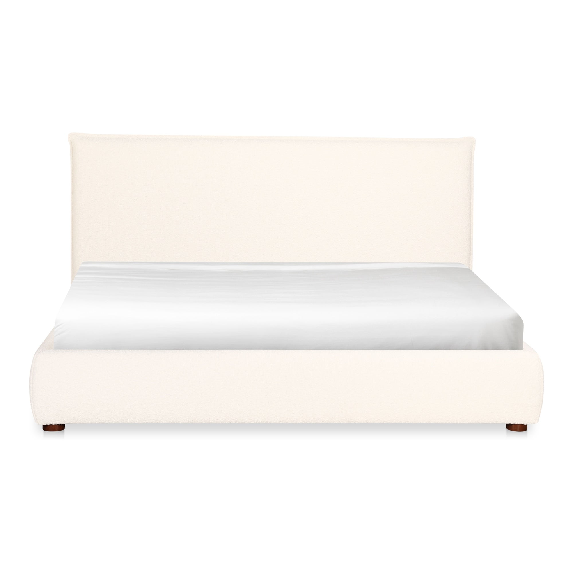 Serene White Queen Velvet Upholstered Platform Bed with Tufted Headboard