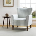 thumbnail image 1 of Upholstered Wingback Accent Armchair Lounge Seat Single Sofa with Stripe Pattern for Home Bedroom, Blue, 1 of 10
