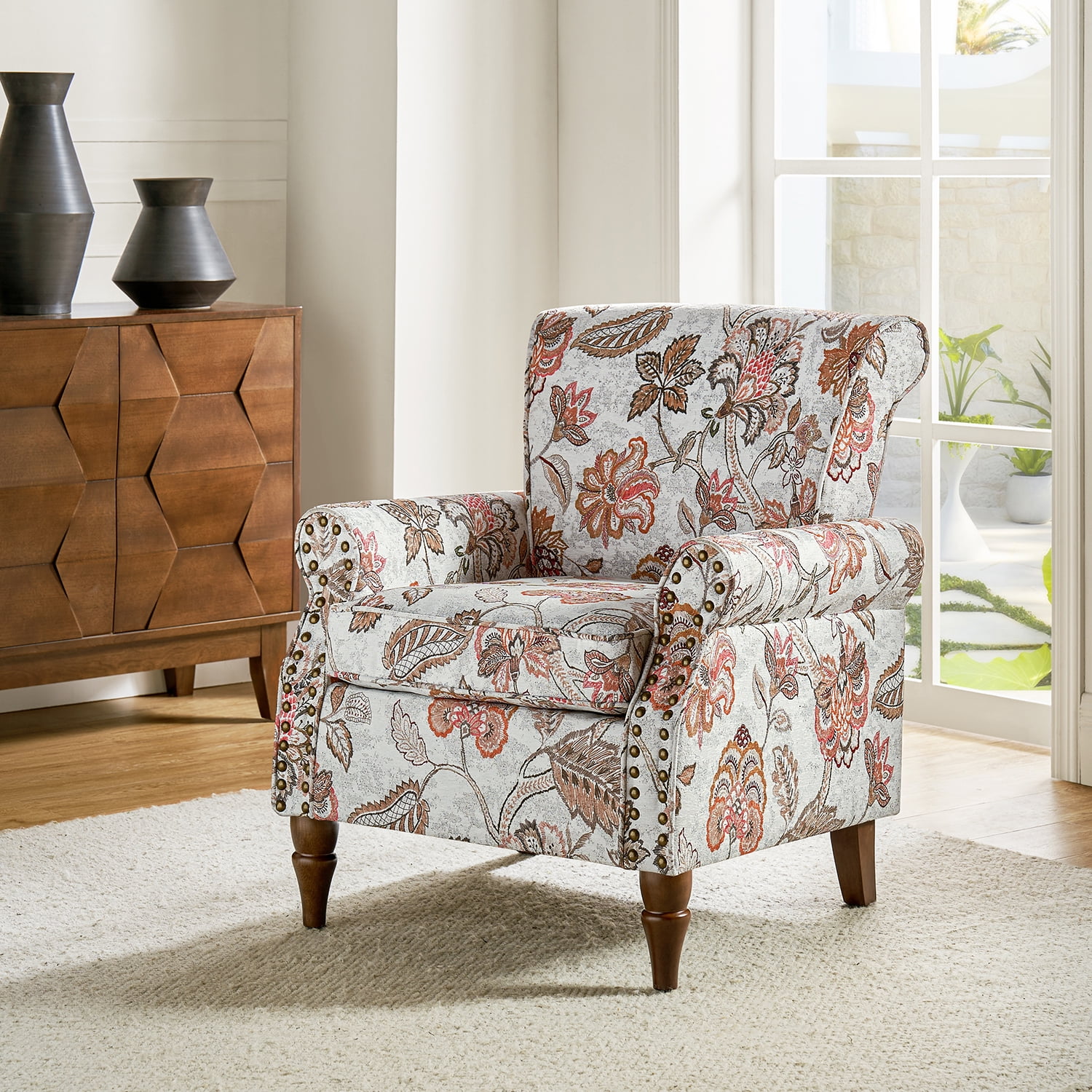 Wood accent chair with cushion sales