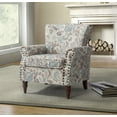 thumbnail image 1 of Upholstered Wingback Armchair Removable Cushion Floral Sofa Home Accent Chair Couch Wood Legs Nailhead Trim, 1 of 6