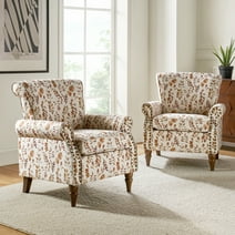 Upholstered Wingback Armchairs Set of 2 Home Accent Chair Sofa Wood Legs Nailhead Trim Lounge Seat Adult Yellow