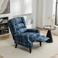 thumbnail image 1 of Upholstered Wingback Recliner Chair, Plaid Recliner Chair Armchair Adjustable Footrest Push Back Reclining Sofa, Mid Century Modern Lounge Armchair for Living Room, Bedroom, Reading -- Blue, 1 of 10