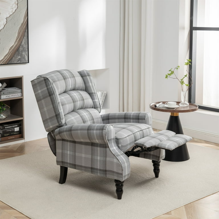 Lounge Chair Wingback Armchair Grey Upholstered Wingback Recliner