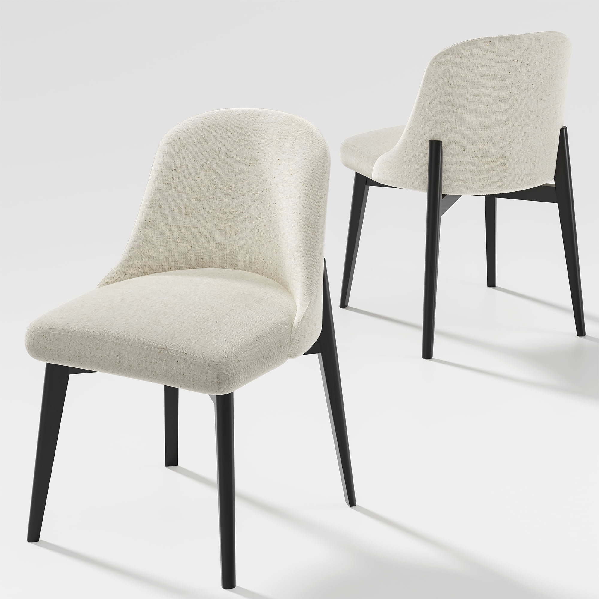 Upholstered Wood Side Chairs Dining Chairs Modern Living Room Kitchen Chairs, Black (Set of 2)
