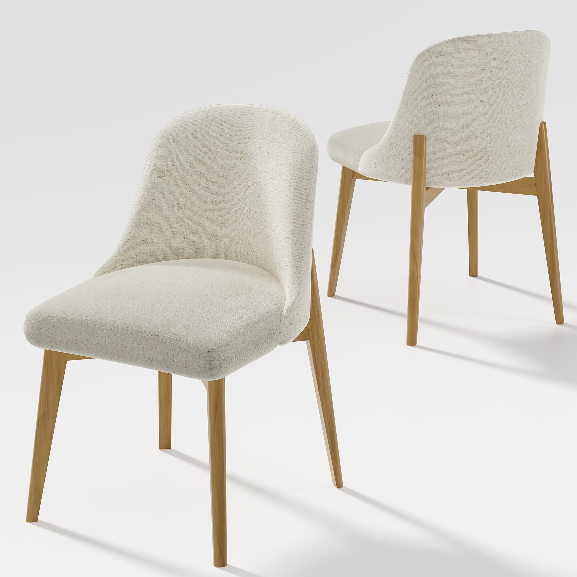 Upholstered Wood Side Chairs Dining Chairs Modern Living Room Kitchen Chairs, Oak Color (Set of 2)