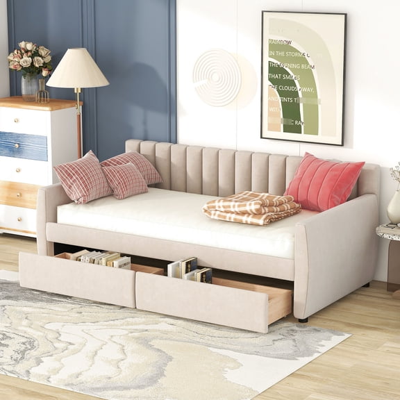 Upholstered daybed | No box spring required, clean silhouette design | Brings a cozy and fresh atmosphere to your bedroom